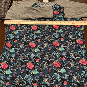 LuLaRoe Gray and Teal Floral Shirt